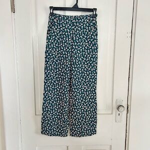 Gianni Bini Teal Floral Wide-Leg Pants